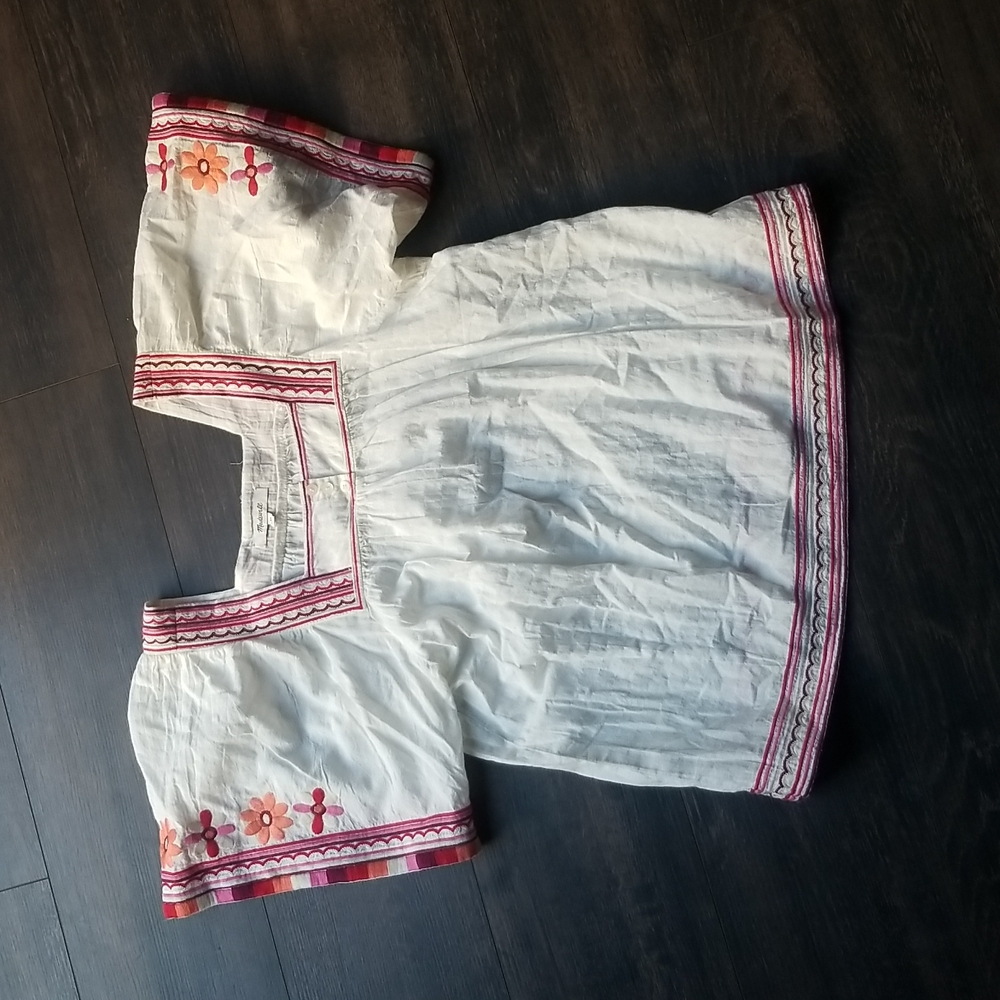 Madewell Boho White Embroidered Top XS